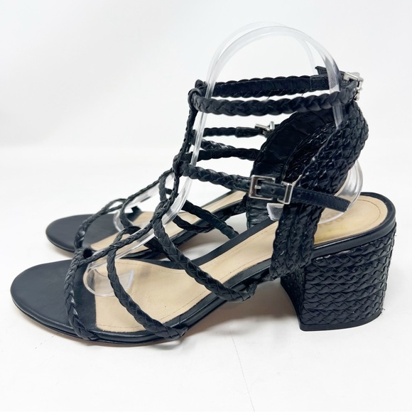 SCHUTZ ROSALIA BLACK BRAIDED STRAPPY BLOCK HEEL SANDALS WOMENS SZ 10 - Picture 5 of 7